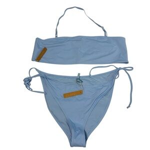 SKIMS Limited Edition Blue Iris Bikini Set 4X Bandeau Tie Bottoms NWT